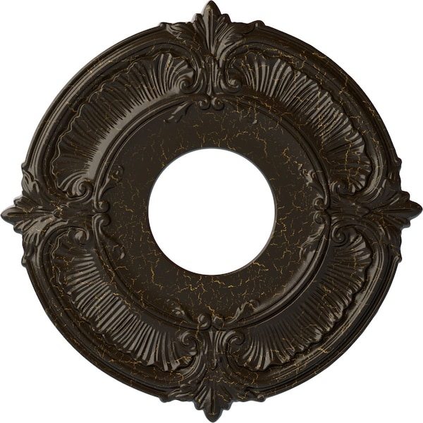 Ekena Millwork Attica Ceiling Medallion (Canopies up to 3 1/2"), 12 3/4"OD x 4"ID x 1/2"P, Stone Hearth Crackle CM12ATSHC - main